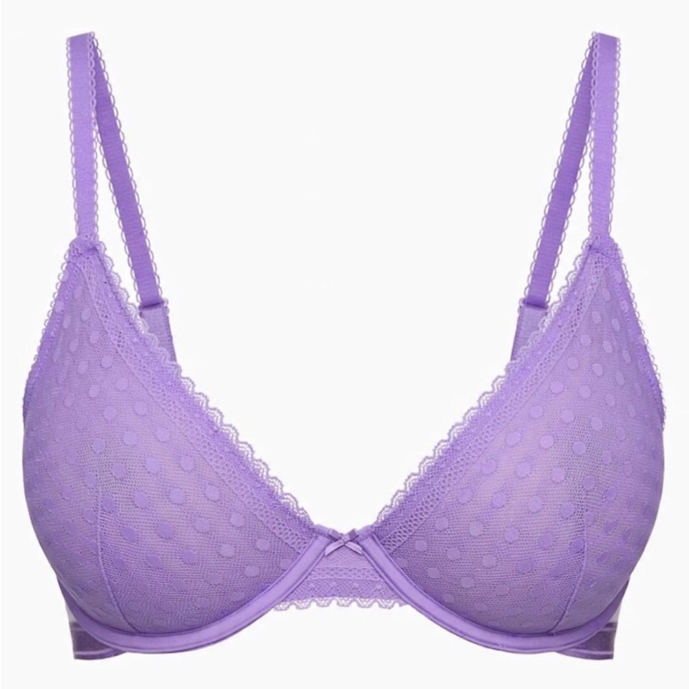 PINK Victoria's Secret Lavender Lace Dot Underwire Bra 34D